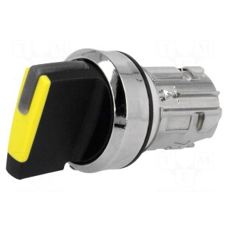 Switch: rotary | 22mm | Stabl.pos: 1 | yellow | IP67 | prominent | Pos: 2
