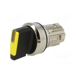 Switch: rotary | 22mm | Stabl.pos: 1 | yellow | IP67 | prominent | Pos: 2