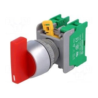 Switch: rotary | 22mm | Stabl.pos: 1 | NO x2 | red | none | 3A/230VAC | IP65