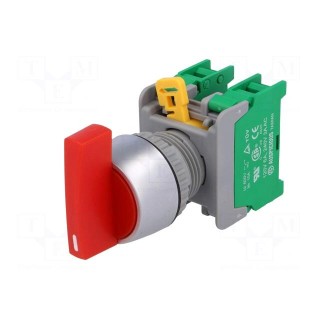 Switch: rotary | 22mm | Stabl.pos: 1 | NO x2 | red | none | 3A/230VAC | IP65