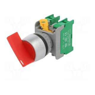 Switch: rotary | Stabl.pos: 1 | NO x2 | 3A/230VAC | 22mm | red | IP65