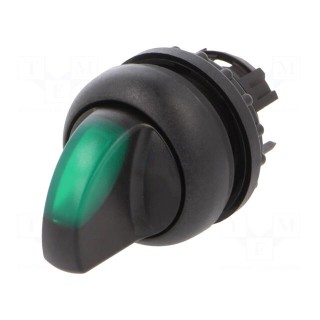 Switch: rotary | 22mm | Stabl.pos: 2 | green | M22-FLED,M22-LED | IP67