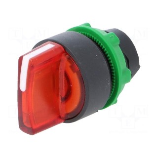 Switch: rotary | 22mm | Stabl.pos: 2 | red | LED | IP66 | prominent | Pos: 2