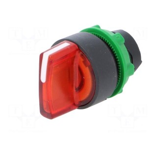 Switch: rotary | 22mm | Stabl.pos: 2 | red | LED | IP66 | prominent | Pos: 2