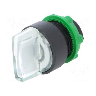 Switch: rotary | 22mm | Stabl.pos: 2 | white | LED | IP66 | prominent