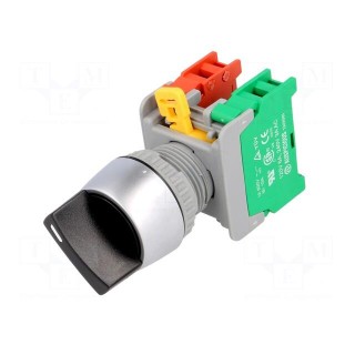 Switch: rotary | Stabl.pos: 2 | NC + NO | 3A/230VAC | 22mm | black | IP65