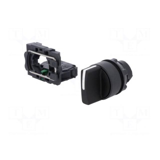 Switch: rotary | 22mm | Stabl.pos: 2 | NO | black | none | 3A/240VAC | IP66