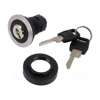 Switch: rotary with ID-key | 22mm | Stabl.pos: 3 | IP65 | Pos: 3