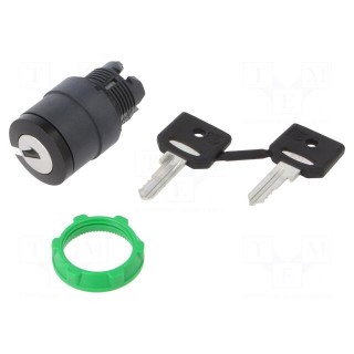 Switch: rotary with key | 22mm | black | none | IP66 | prominent | Pos: 2