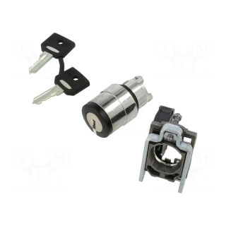 Switch: rotary with key | 22mm | Stabl.pos: 1 | NO | black | none | IP66