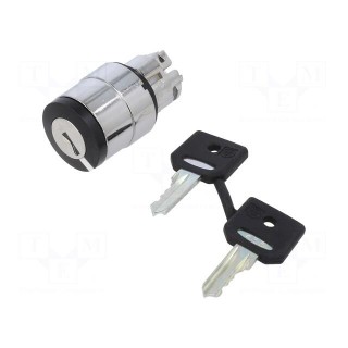 Switch: rotary with key | 22mm | Stabl.pos: 2 | black | none | IP66