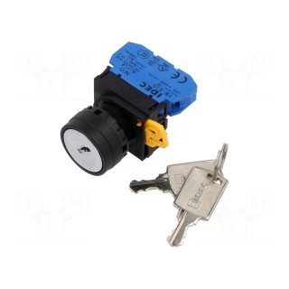 Switch: rotary with key | 22mm | Stabl.pos: 2 | NO | black | none | IP65