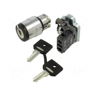 Switch: rotary with key | 22mm | Stabl.pos: 2 | NO | black | none | IP66
