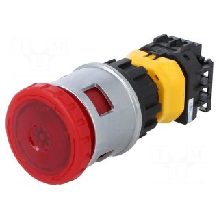 Switch: emergency stop | 30mm | Stabl.pos: 2 | NC + NO | red | LED | 24V