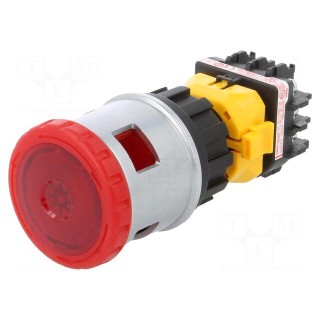 Switch: emergency stop | 30mm | Stabl.pos: 2 | NC x2 | red | LED | 24V