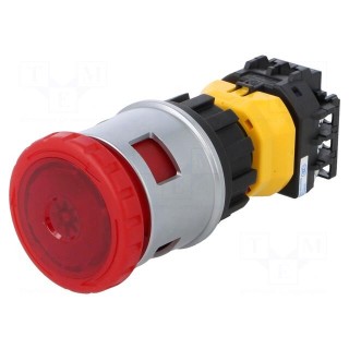 Switch: emergency stop | 30mm | Stabl.pos: 2 | NC x2 + NO | red | LED