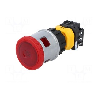 Switch: emergency stop | 30mm | Stabl.pos: 2 | NC x2 + NO x2 | red | LED