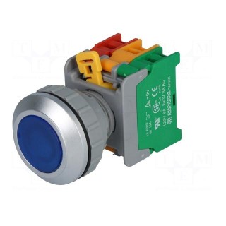 Switch: push-button | 30mm | Stabl.pos: 1 | NC + NO | blue | IP65 | LXB30