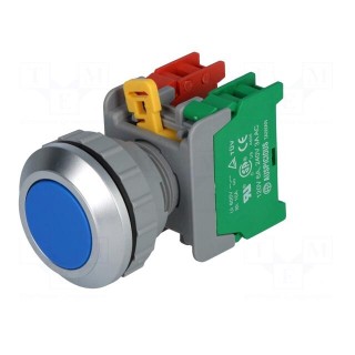 Switch: push-button | 30mm | Stabl.pos: 1 | NC + NO | blue | IP65 | XB30
