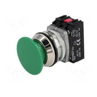 Switch: push-button | 30mm | Stabl.pos: 1 | NC + NO | green | IP55 | NEF30