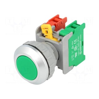 Switch: push-button | Stabl.pos: 1 | NC + NO | 30mm | green | IP65 | Pos: 2