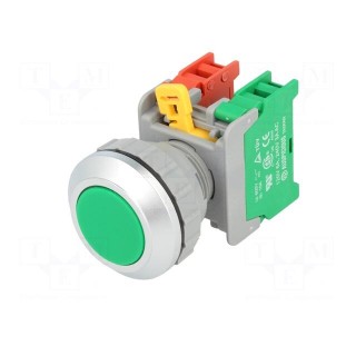 Switch: push-button | 30mm | Stabl.pos: 1 | NC + NO | green | IP65 | XB30