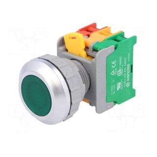 Switch: push-button | 30mm | Stabl.pos: 1 | NC + NO | green | IP65 | LXB30