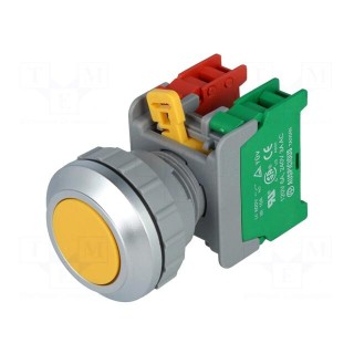 Switch: push-button | 30mm | Stabl.pos: 1 | NC + NO | yellow | IP65 | XB30