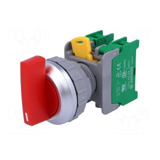 Switch: rotary | 30mm | Stabl.pos: 1 | NO x2 | red | IP65 | LSR30 | -20÷60°C