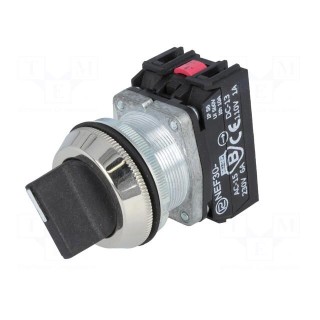Switch: rotary | 30mm | Stabl.pos: 2 | NC + NO | black | IP56 | NEF30