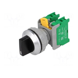 Switch: rotary | 30mm | Stabl.pos: 3 | NO x2 | black | IP65 | SS30 | Ø30mm