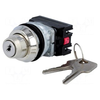 Switch: rotary with key | Stabl.pos: 2 | NC + NO | 30mm | silver | IP56