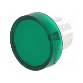 Actuator lens | 22mm | 61 | transparent,green | plastic | Ø15.8mm