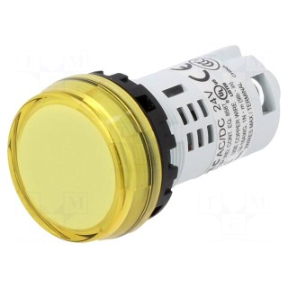Control lamp | 22mm | YW | -20÷55°C | Illumin: LED | Ø22.5mm | IP65 | 24VAC
