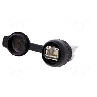 RJ45 socket | 22mm | FrontCom | -40÷70°C | Ø22mm | IP65 | Colour: black