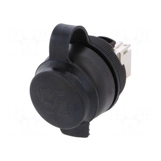 RJ45 socket | 22mm | FrontCom | -40÷70°C | Ø22mm | IP65 | Colour: black