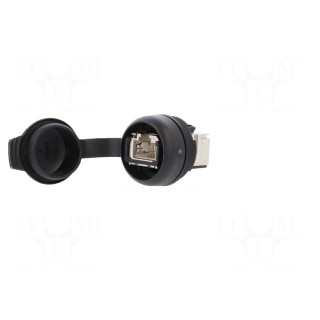RJ45 socket | 22mm | FrontCom | -40÷70°C | Ø22mm | IP65 | Colour: black