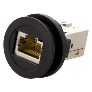 RJ45 socket | 22mm | har-port | -25÷70°C | Ø22.3mm | IP20 | black