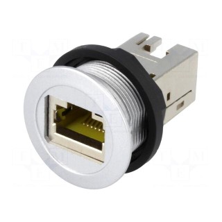 RJ45 socket | 22mm | har-port | -25÷70°C | Ø22.3mm | IP20 | silver