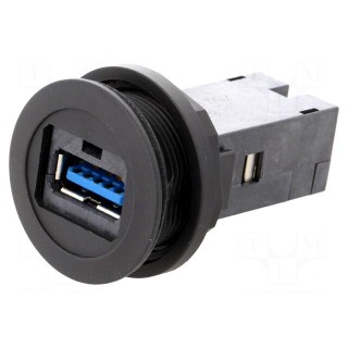 USB socket | 22mm | har-port | -25÷70°C | Ø22.3mm | IP20 | black