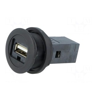 USB socket | 22mm | har-port | -25÷70°C | Ø22.3mm | IP20 | black