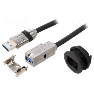 USB socket | 22mm | har-port | -25÷70°C | Ø22.3mm | IP20 | black