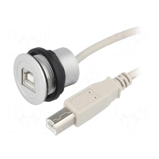 USB socket | 22mm | har-port | -25÷70°C | Ø22.3mm | IP20 | silver | Len: 1m