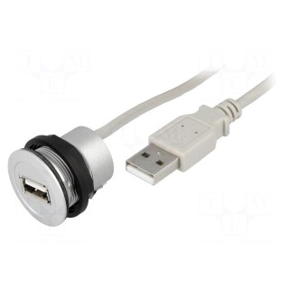 USB socket | 22mm | har-port | -25÷70°C | Ø22.3mm | IP20 | silver | Len: 3m