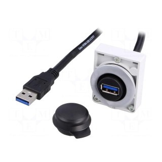 USB socket | 30mm | RMQ-Titan | Ø30.5mm | IP20 | Len: 0.3m | USB 3.0 A/A