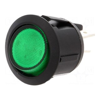 ROCKER | DPST | Pos: 2 | OFF-ON | 10A/250VAC | green | neon lamp 230V