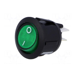 ROCKER | DPST | Pos: 2 | OFF-ON | 10A/250VAC | green | neon lamp 230V