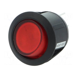 ROCKER | DPST | Pos: 2 | OFF-ON | 10A/250VAC | red | neon lamp 230V