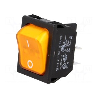ROCKER | DPST | Pos: 2 | OFF-ON | 10A/250VAC | yellow | neon lamp 250V
