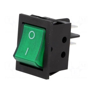 ROCKER | DPST | Pos: 2 | OFF-ON | 15A/250VAC | green | neon lamp | 35mΩ